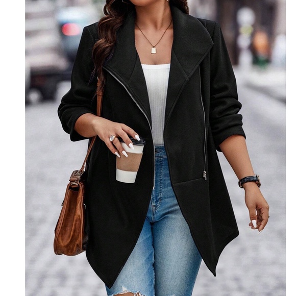 BellanBlue Jackets & Blazers - Luxe Black Zip up Waterfall jacket Coat